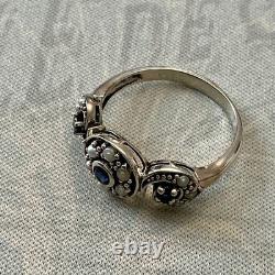 Vintage Trilogy Ring with Sapphire, Fine Pearl, and Sterling Silver