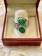 Vintage Unique Ring 2 Emeralds Solid Silver Handcrafted Engravings