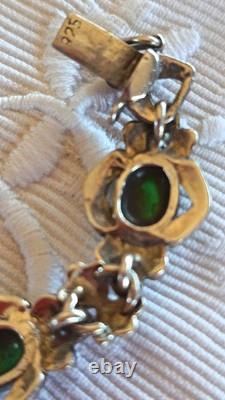 Vintage and Beautiful Solid Silver Art Deco Bracelet with Imitation Emerald