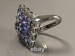 Vintage marquise ring silver amethyst marcasites solid silver ring size T52