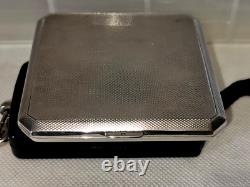Vintage silver cigarette case 925 hallmark lion passant 180g. Art Deco