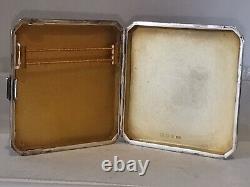 Vintage silver cigarette case 925 hallmark lion passant 180g. Art Deco