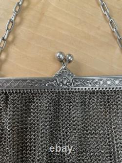 Vintage silver mesh evening bag 219 g No coin purse