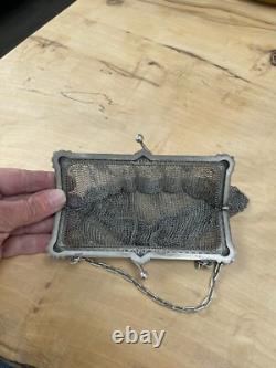 Vintage silver mesh evening bag 219 g No coin purse