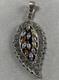 Vintage Silver Pendant With Citrine, Amethyst, Quartz, Sterling Silver Necklace Pendant
