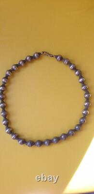 Vintage solid silver bead necklace, 925 hallmark, weight 85 g