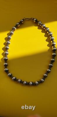 Vintage solid silver bead necklace, 925 hallmark, weight 85 g