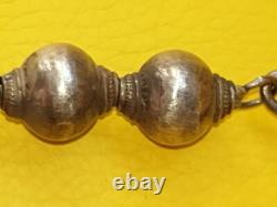 Vintage solid silver bead necklace, 925 hallmark, weight 85 g