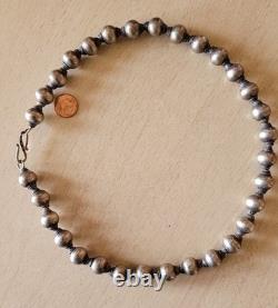 Vintage solid silver bead necklace, 925 hallmark, weight 85 g