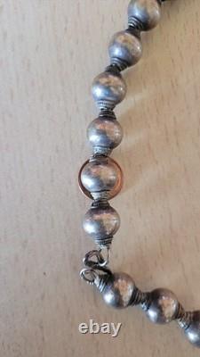 Vintage solid silver bead necklace, 925 hallmark, weight 85 g