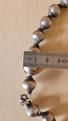 Vintage solid silver bead necklace, 925 hallmark, weight 85 g