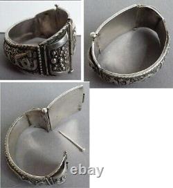 Vintage solid silver bracelet Maghreb Kabylie colonial 83 g silver bracelet