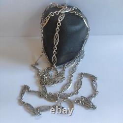 Watch Chain / Chatelaine, Necklace, Antique / Vintage Locket / 142 cm / 925 Silver