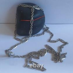 Watch Chain / Chatelaine, Necklace, Antique / Vintage Locket / 142 cm / 925 Silver