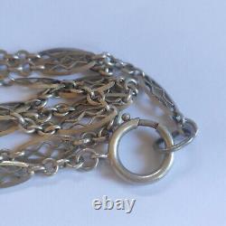 Watch Chain / Chatelaine, Necklace, Antique / Vintage Locket / 142 cm / 925 Silver