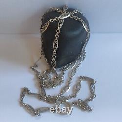 Watch Chain / Chatelaine, Necklace, Antique / Vintage Locket / 142 cm / 925 Silver