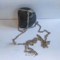 Watch Chain / Chatelaine, Necklace, Antique / Vintage Locket / 142 cm / 925 Silver