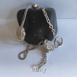 Watch chain / Chatelaine, Antique / Vintage / 925 Silver Mini Several Hallmarks