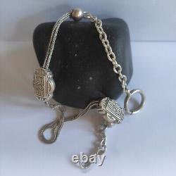 Watch chain / Chatelaine, Antique / Vintage / 925 Silver Mini Several Hallmarks