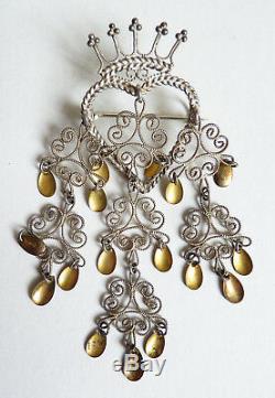 Wedding Pin Norway Solid Silver Jewel Old Silver Crown Solje