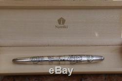 Wonderful Old Namiki Dragon 18 Kts Fountain Pen In Sterling Silver