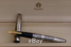 Wonderful Old Namiki Dragon 18 Kts Fountain Pen In Sterling Silver