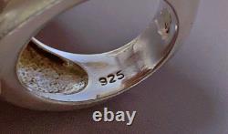 16grs Ancienne bague argent jais bague argent massif chevalière silver ring T53