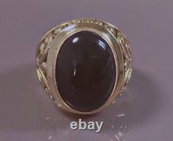 16grs Grosse ancienne bague argent chevalière onyx bague dôme argent massif T59