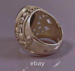16grs Grosse ancienne bague argent chevalière onyx bague dôme argent massif T59