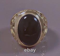 16grs Grosse ancienne bague argent chevalière onyx bague dôme argent massif T59