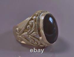 16grs Grosse ancienne bague argent chevalière onyx bague dôme argent massif T59