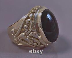 16grs Grosse ancienne bague argent chevalière onyx bague dôme argent massif T59