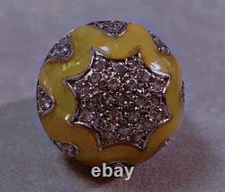 19gr Ancienne bague Dôme argent massif bague argent émail zirconium ring TDD52
