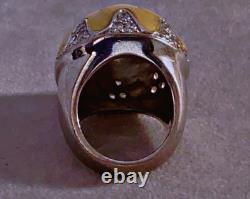 19gr Ancienne bague Dôme argent massif bague argent émail zirconium ring TDD52
