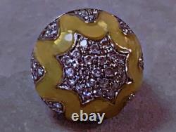 19gr Ancienne bague Dôme argent massif bague argent émail zirconium ring TDD52