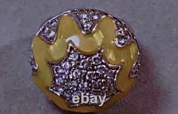 19gr Ancienne bague Dôme argent massif bague argent émail zirconium ring TDD52