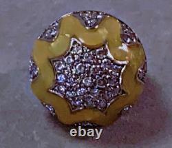 19gr Ancienne bague Dôme argent massif bague argent émail zirconium ring TDD52