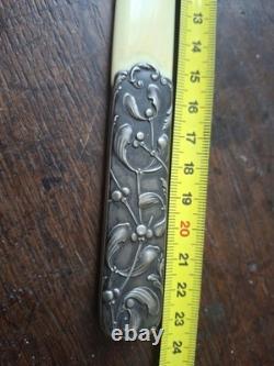 1 Ouvre Lettre Ancien Art Nouveau Metal Argente? Fourre 23 Cm? Ancien