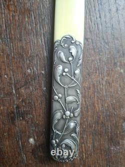 1 Ouvre Lettre Ancien Art Nouveau Metal Argente? Fourre 23 Cm? Ancien