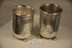 2 Timbales Russes Ancien Argent Massif Antique Russian Goblets 1896