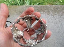 2 anciens salerons en argent massif 70 gr et verrine bleu
