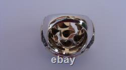 32,9Grs Grosse bague argent massif dôme bague argent nacre bijou ancien T59