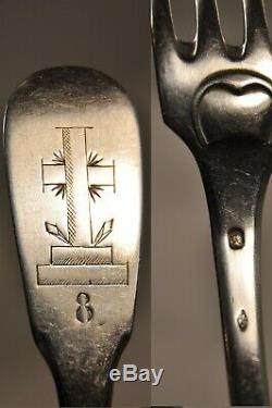 3 Fourchettes Ancien Couvent Croix Religieuse Argent Massif Antique Solid Silver