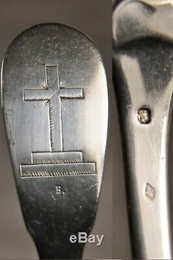 3 Fourchettes Ancien Couvent Croix Religieuse Argent Massif Antique Solid Silver