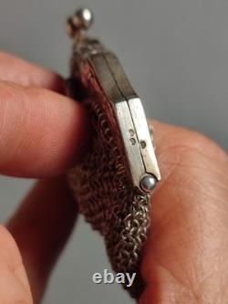 52,4g Ancienne grande bourse aumônière / sac de soirée en Argent fin XIXème