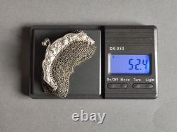 52,4g Ancienne grande bourse aumônière / sac de soirée en Argent fin XIXème