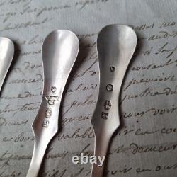 5 Cuillères A Café En Argent XIXè Anciennes Argent Européen Sterling Silver