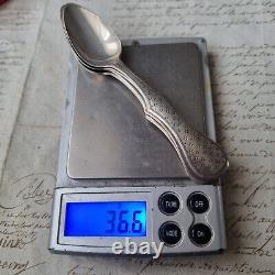5 Cuillères A Café En Argent XIXè Anciennes Argent Européen Sterling Silver