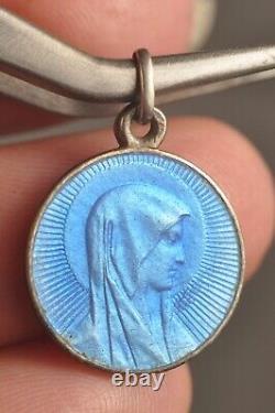 5 Medaille Religieuse Ancien Argent Massif Emaille Antique Enameled Silver Medal