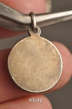5 Medaille Religieuse Ancien Argent Massif Emaille Antique Enameled Silver Medal